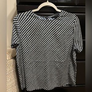 Navy blue blouse with white print